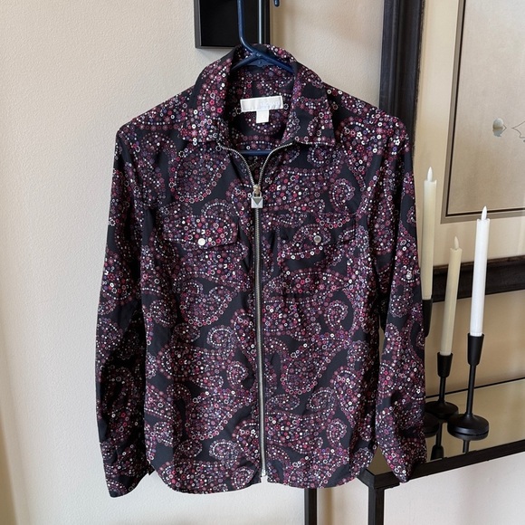 MICHAEL Michael Kors Jackets & Blazers - MICHAEL Michael Kors Black and Pink Paisley Jacket Small  A049